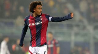 BOLOGNA, ITALY - JANUARY 5: Joshua Zirkzee of Bologna FC gestures during the Serie A TIM match between Bologna FC and Genoa CFC at Stadio Renato Dall'Ara on January 5, 2024 in Bologna, Italy. (Photo by Gabriele Maltinti/Getty Images)