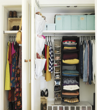 Shoe storage on the back of a wardrobe door