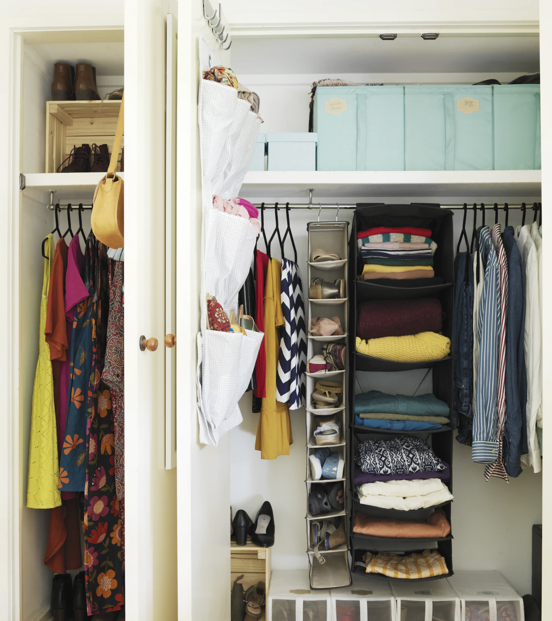 Shoe storage idea on the back of a wardrobe door