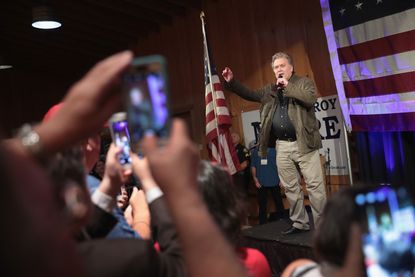 Stephen Bannon campaigns for Roy Moore in Alabama. 