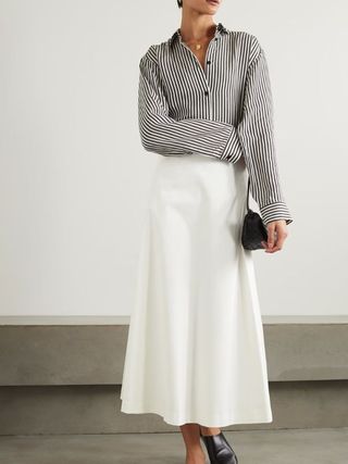 MATTEAU, + NET SUSTAIN Organic Cotton-Blend Twill Midi Skirt