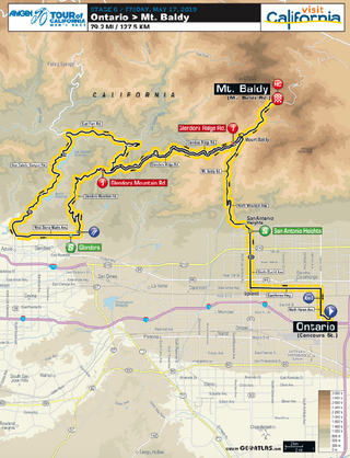2019 Tour of California stage 6 map