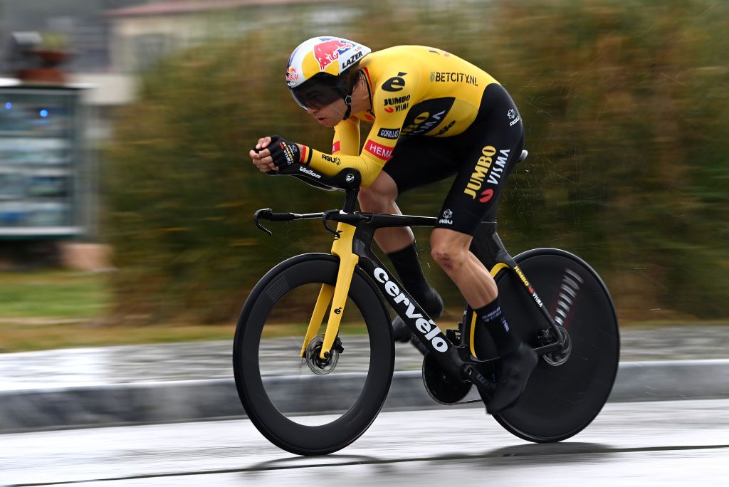 LIDO DI CAMAIORE ITALY MARCH 06 Wout Van Aert of Belgium and Team Jumbo Visma sprints during the 58th TirrenoAdriatico 2023 Stage 1 a 115km individual time trial from Lido di Camaiore to Lido di Camaiore TirrenoAdriatico ITT on March 06 2023 in Lido di Camaiore Italy Photo by Tim de WaeleGetty Images