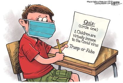 Editorial Cartoon U.S. children coronavirus school Trump