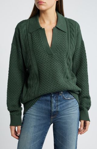 Merino Wool & Cotton Cable Sweater