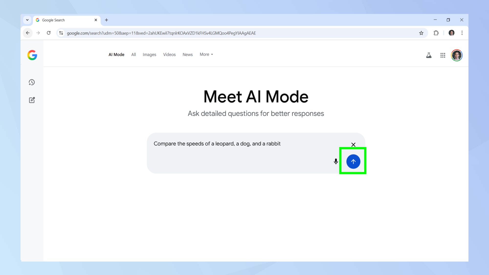 AI Mode prompt