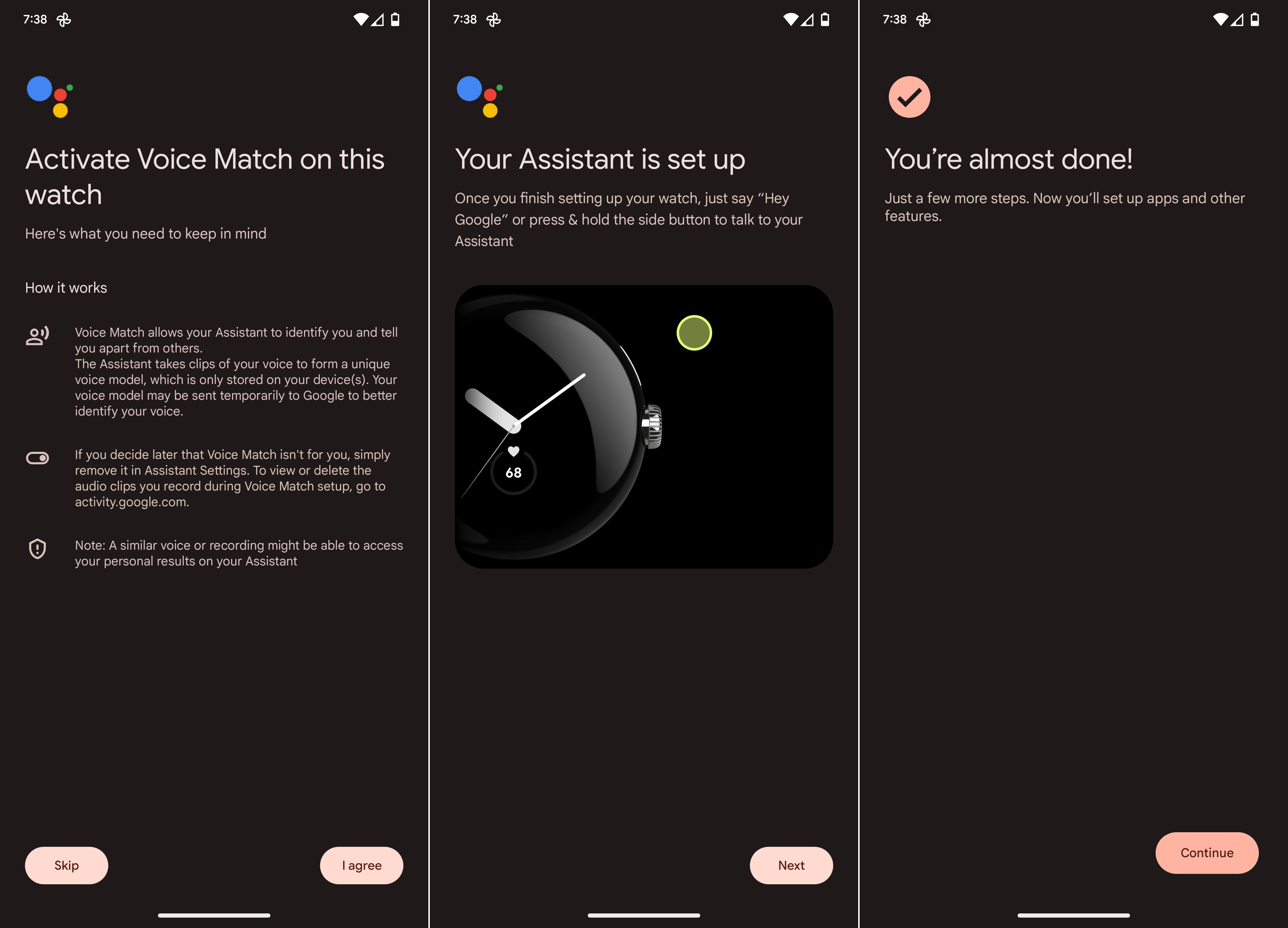 Google Pixel Watch'ta Voice Match'i kurun