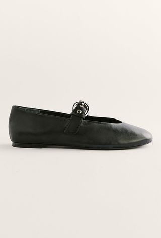 black ballet flats with buckle