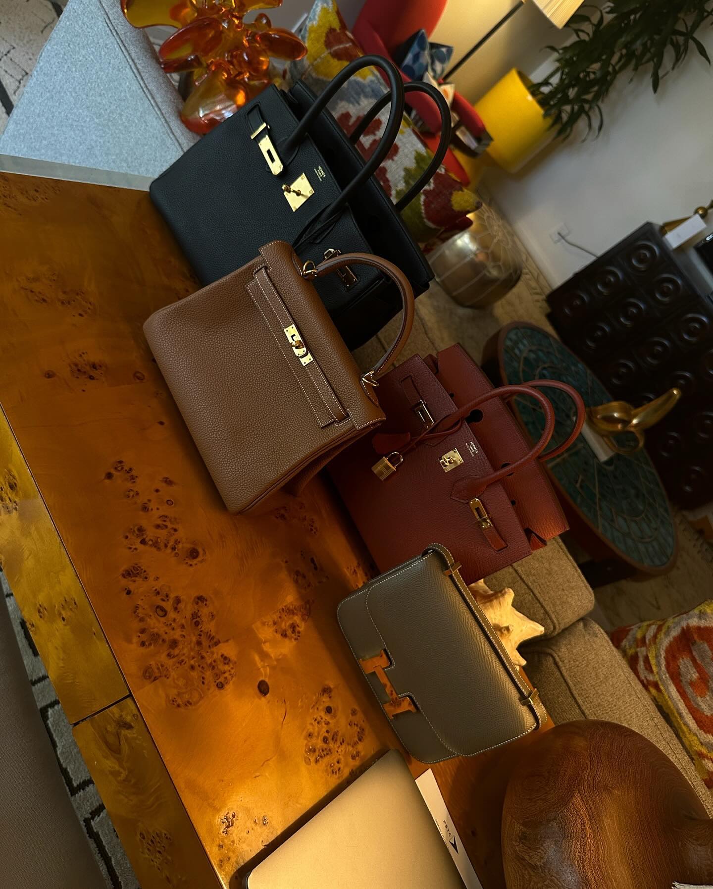 An image of @jastookes' Hermès bag collection.