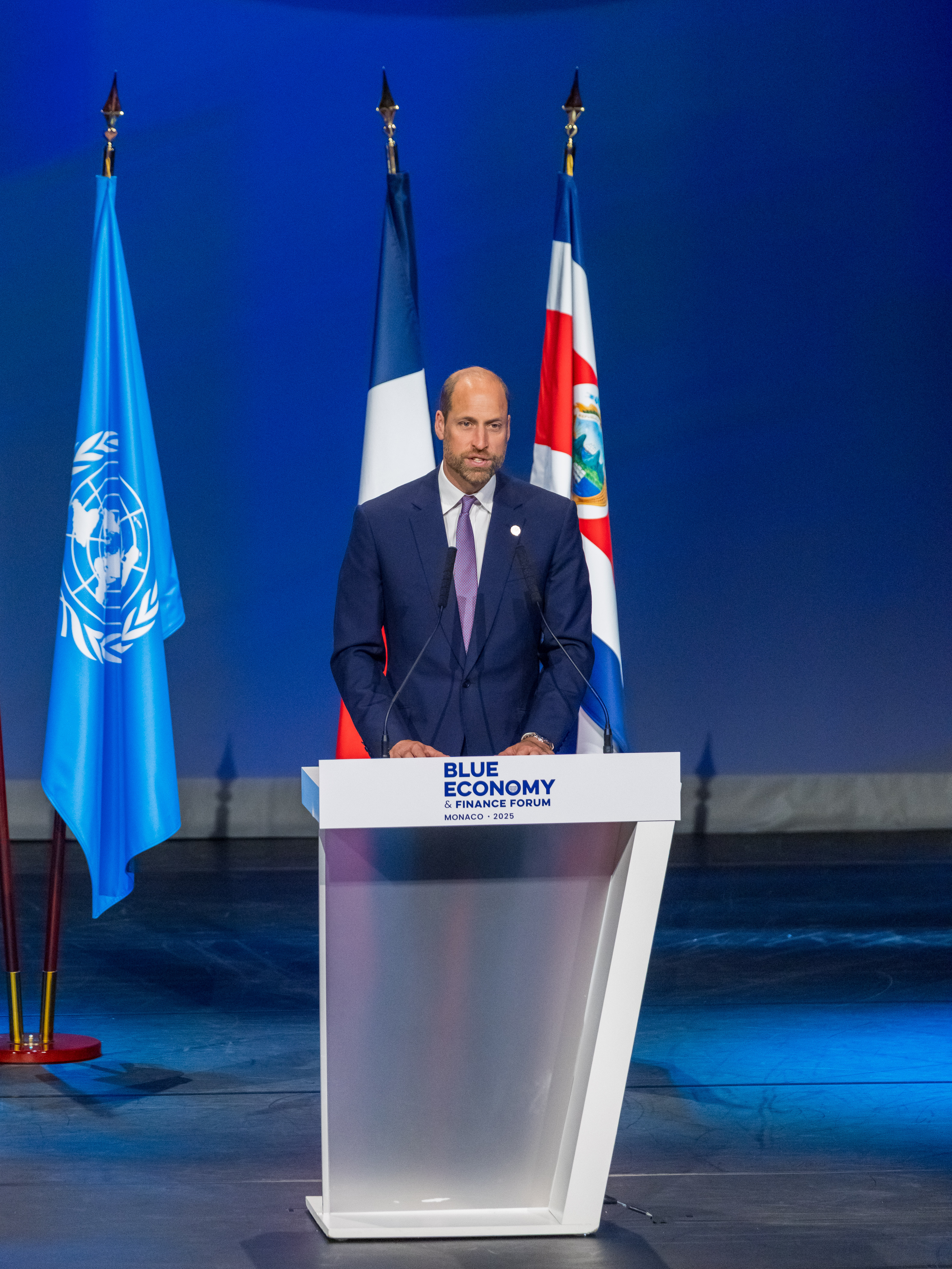 Prince William speaking during the Blue Economy and Finance Forum at Grimaldi Forum in Monaco on June 8, 2025