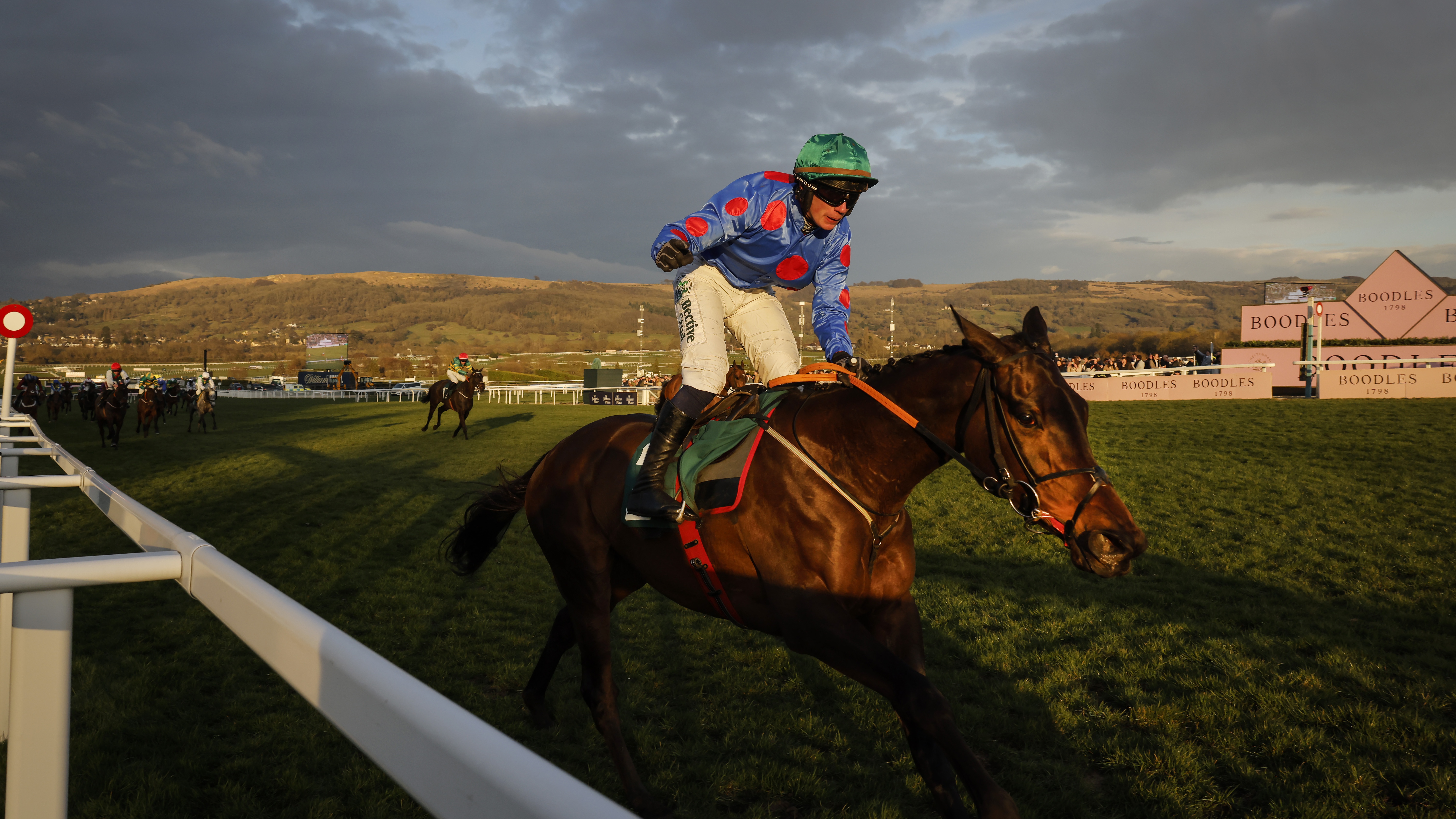 Danny Gilligan riding Wodhooh, winning the final race of the meeting, the Martin Pipe Conditional Jockeys Handicap Hurdle during racing on day four of the Cheltenham National Hunt jump racing festival at Cheltenham Racecourse