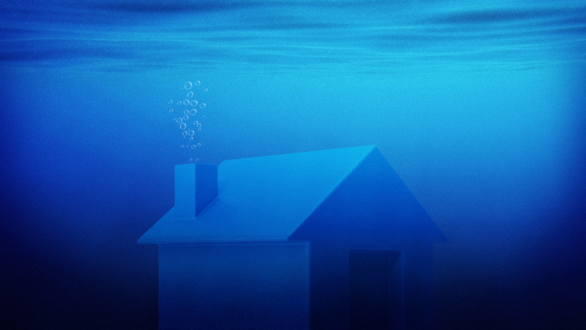 Illustration of a house underwater