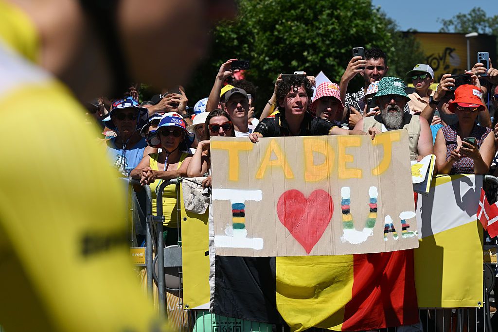 SAINT-MEEN-LE-GRAND, FRANCE - JULY 12: Fans prior to the 112th Tour de France, Stage 8 a 197km stage from Saint-Meen-le-Grand to Laval (Espace Mayenne) / #UCIWT / on July 12, 2025 in Saint-Meen-le-Grand, France.