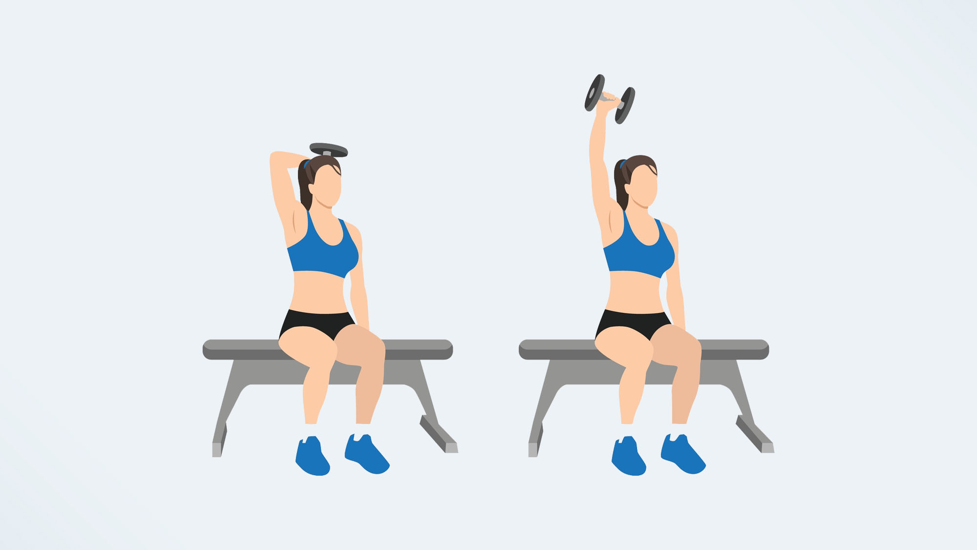 an illustration of a woman doing a single arm tricep curl