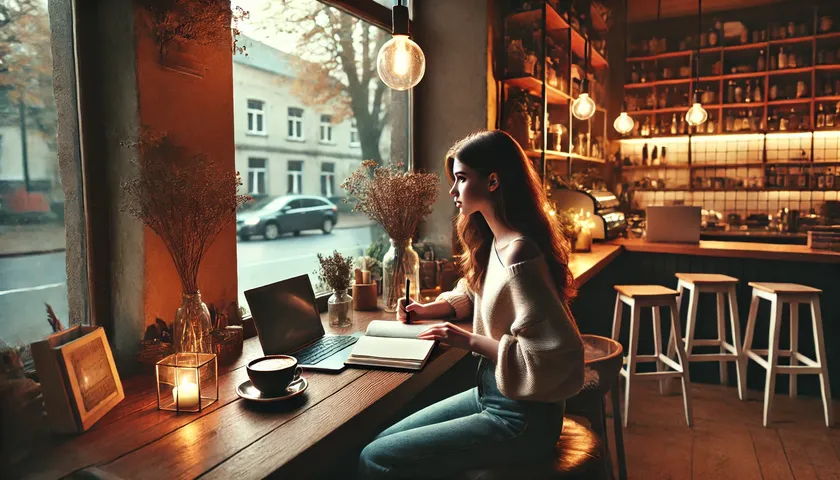girl in cafe ai image