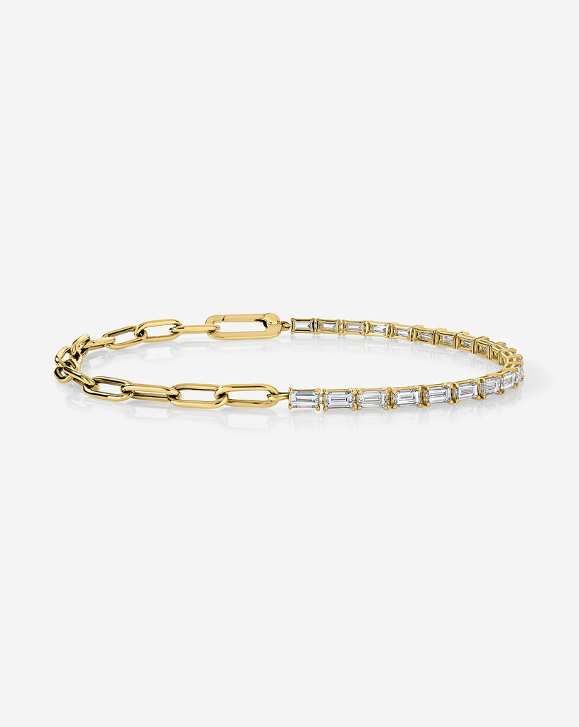Baguette Lab Diamond Tennis Chain Bracelet - 14k Yellow Gold / Xs/s (6.5")