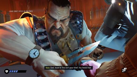 Maruder leader Obin threatens to cut off one of the player's fingers with a big knife, in Tides of Tomorrow