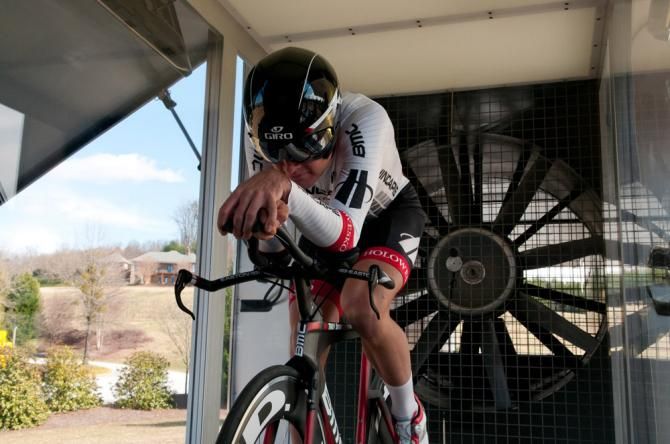 Joey Rosskopf in the Speed Tunnel mobile wind tunnel.