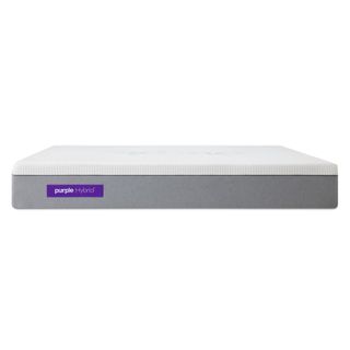 The Purple Hybrid Mattress shown with grey base and white cover