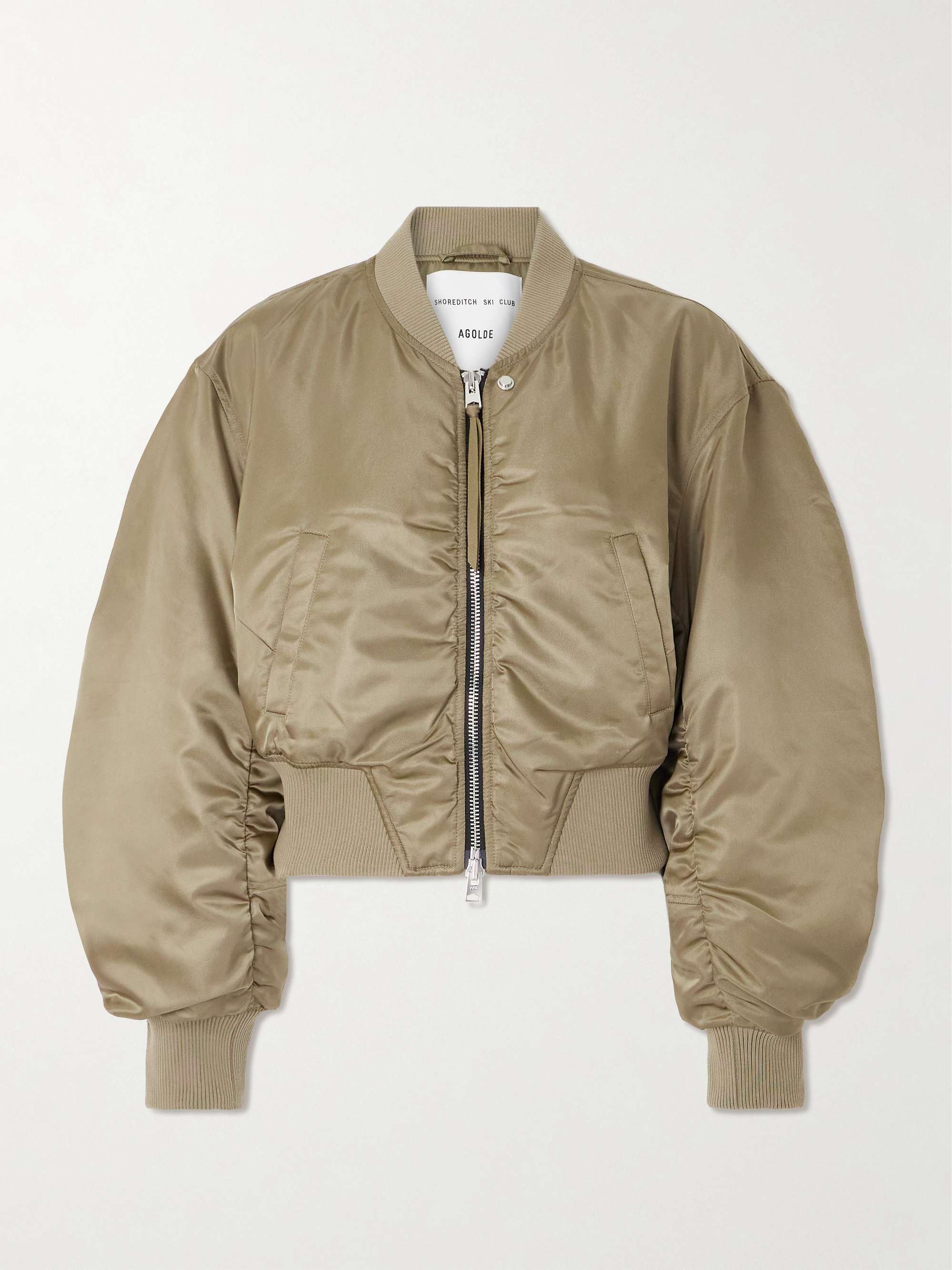 + Shoreditch Ski Club Jett Cropped Recycled Satin-Twill Bomber Jacket