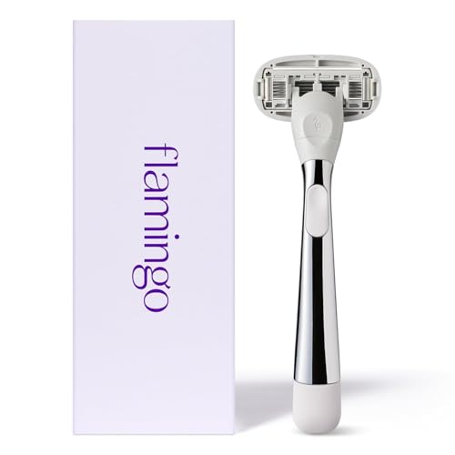 Flamingo Razors for Women, 1 Razor (polished Chrome) Handle and 1 Razor Blade Refill