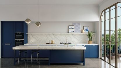 blue kitchen island