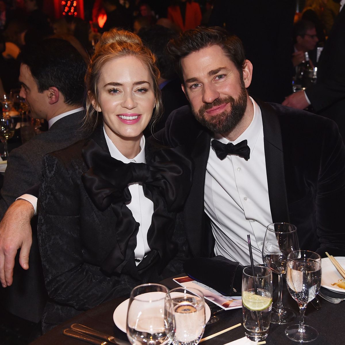 Emily Blunt and John Krasinski Wear Matching Tuxedos to Awards