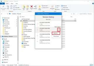 OneDrive restore previous version