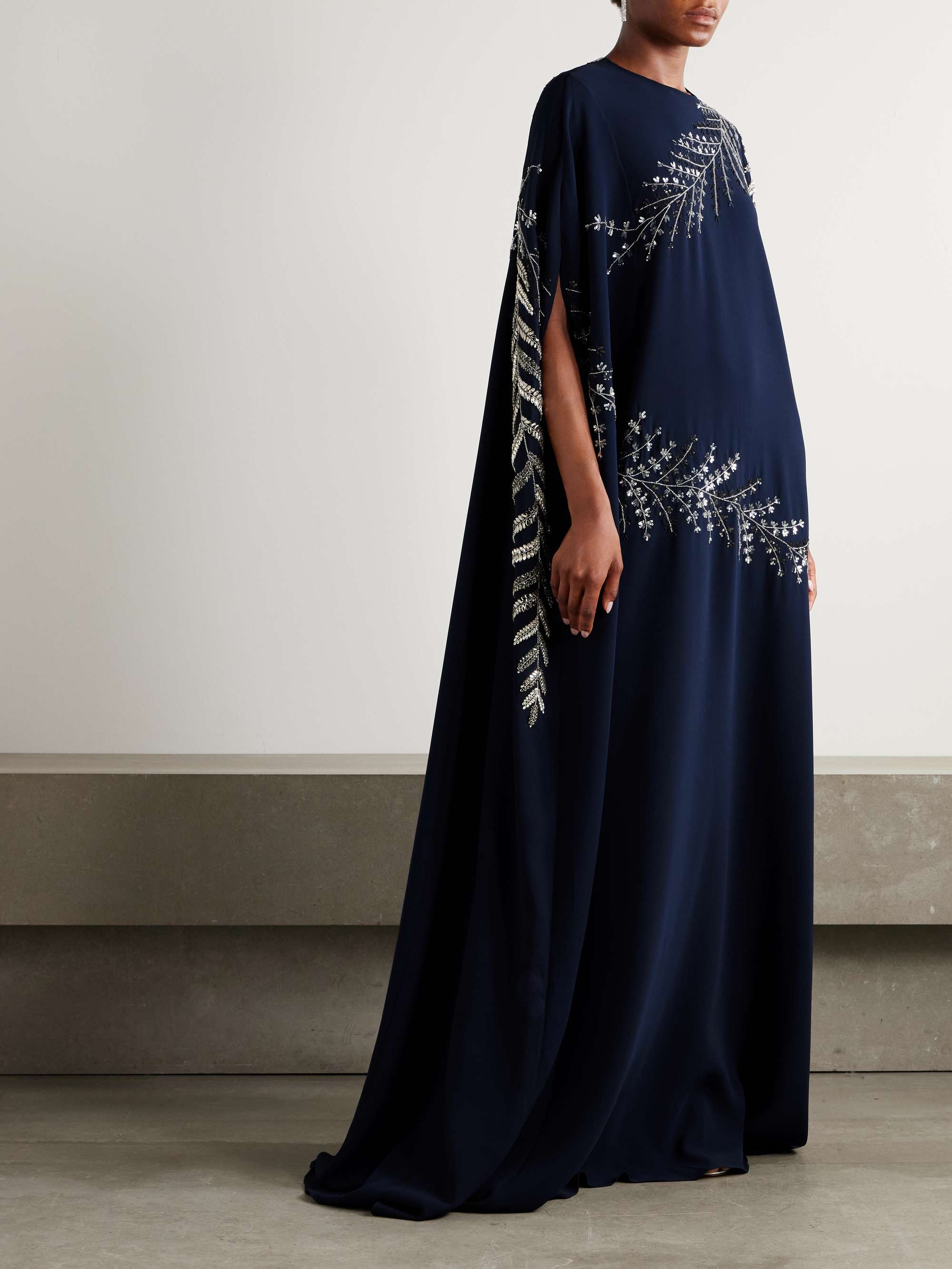 Embellished Stretch-Silk Georgette Gown