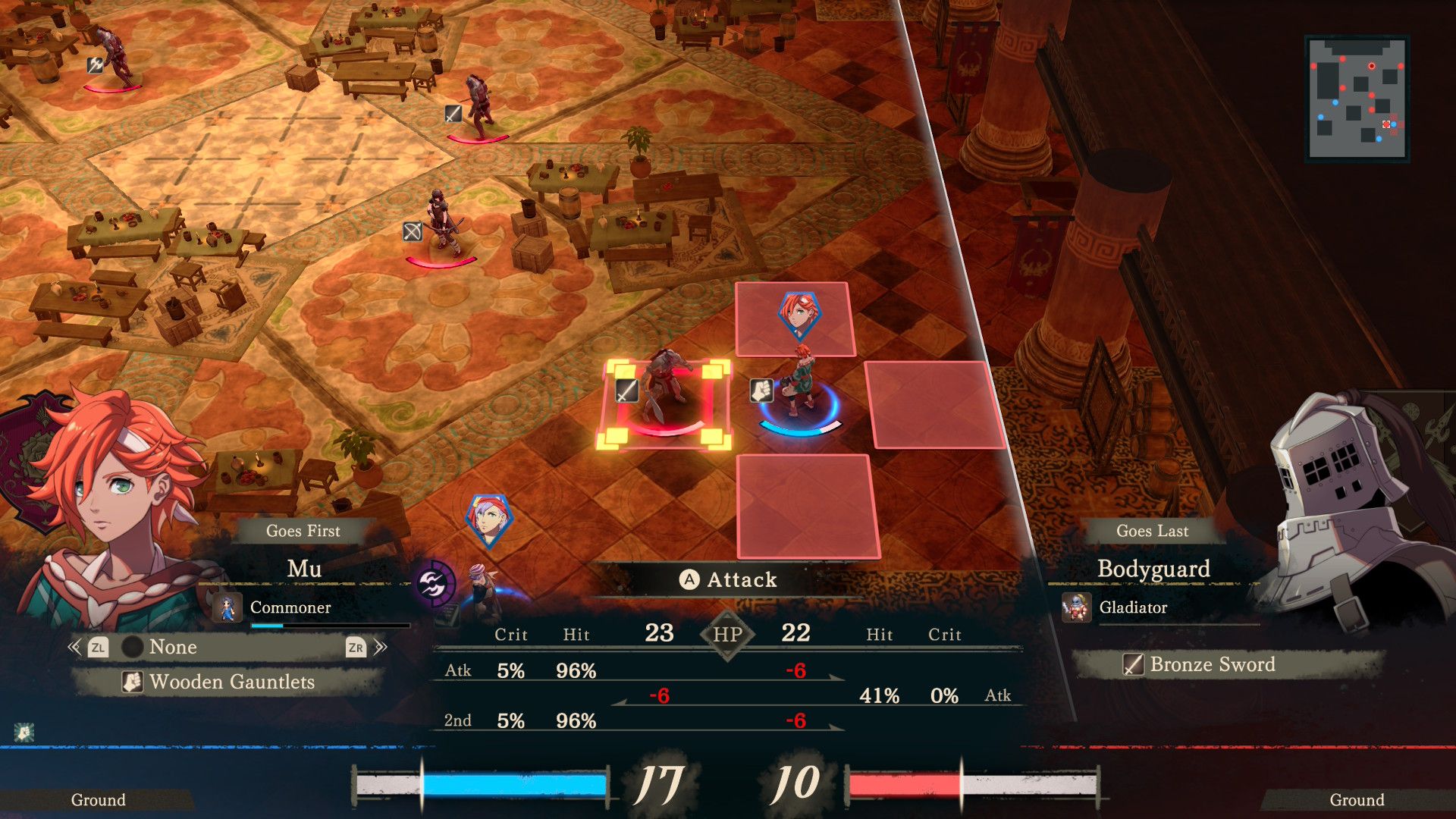 Mu lucha contra un soldado en Fire Emblem: Fortune's Weave