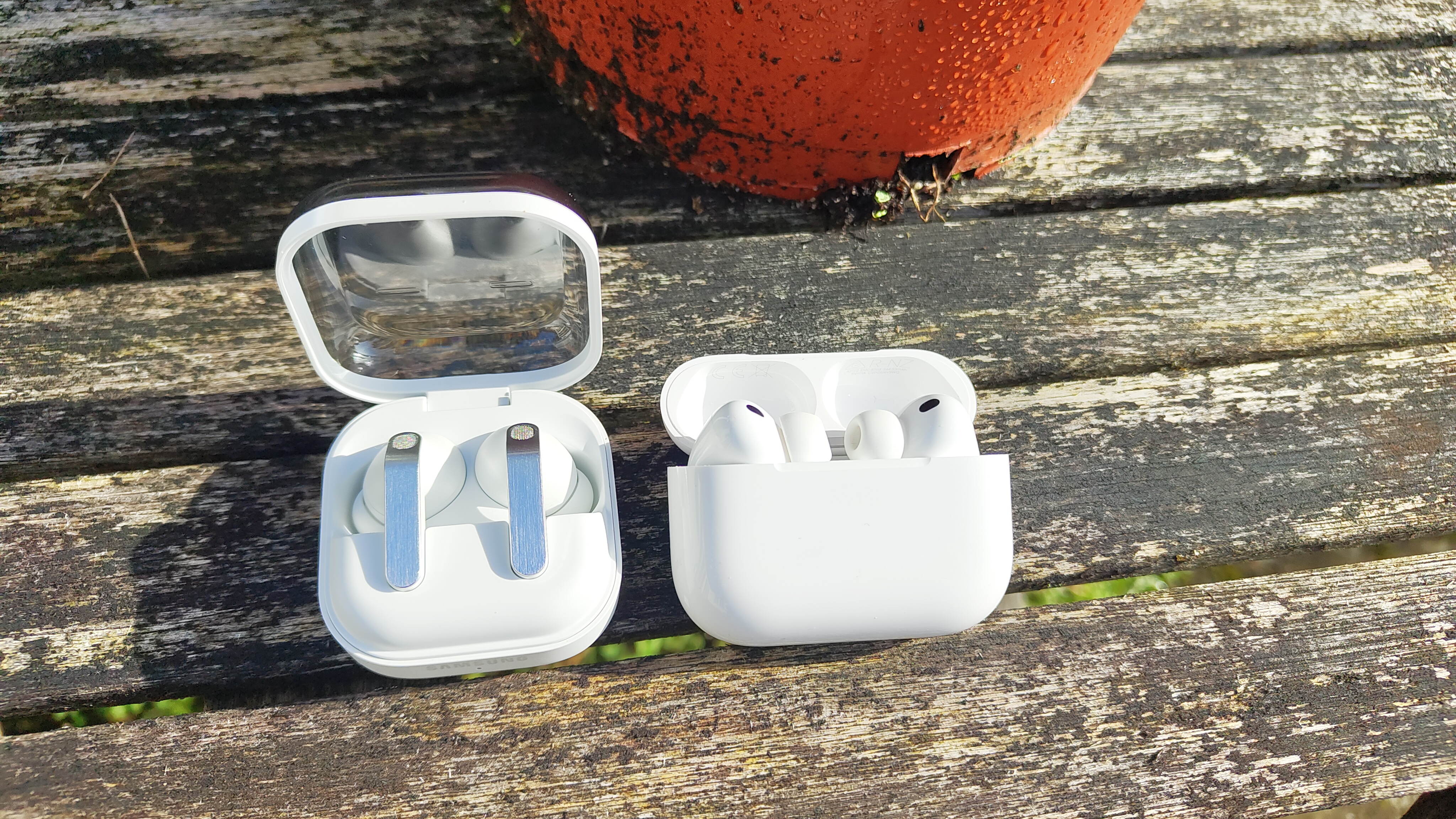 Samsung Galaxy Buds 4 Pro vs Apple AirPods Pro 3 wireless earbuds side-by-side