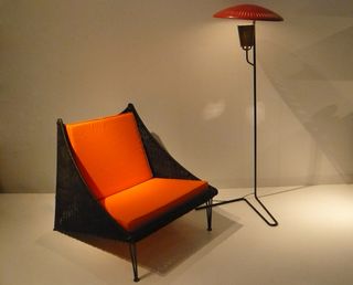 Fauteuil Férotin' chair and 'Perfo Lux' standing lamp