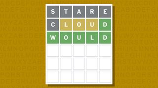 Wordle answer for game 908 on a yellow background