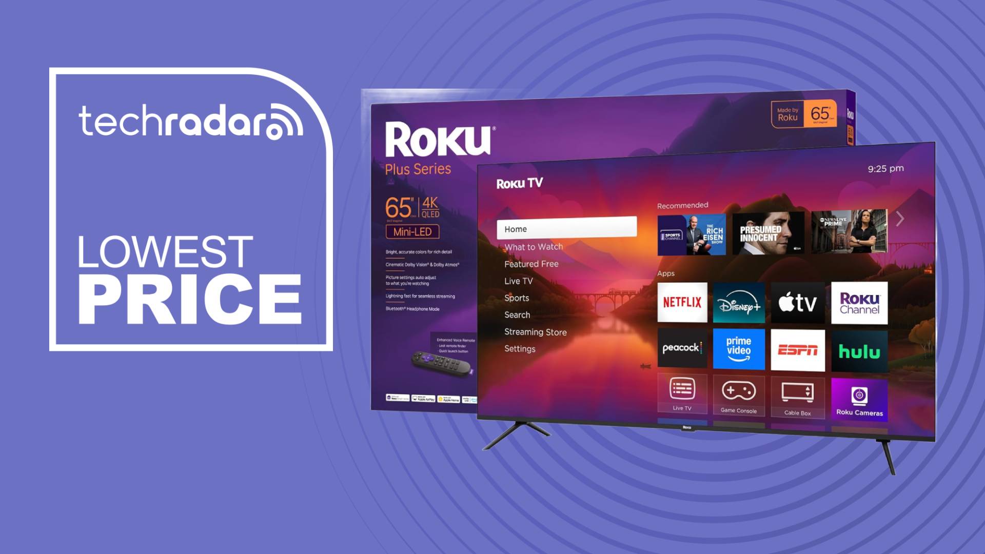 Roku plus series TV on purple background