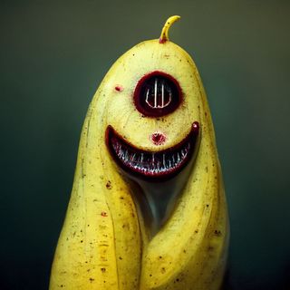 An evil AI-generated banana