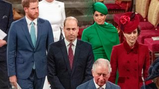 Prince Harry, Duke of Sussex, Meghan, Duchess of Sussex, Prince William, Duke of Cambridge, Catherine, Duchess of Cambridge and Prince Charles, Prince of Wales attend the Commonwealth Day Service 2020 on March 9, 2020 in London, England.