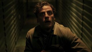 Oscar Isaac's Steven Grant looking scared in the Moon Knight TV show