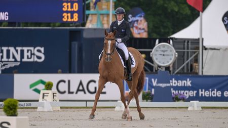 Eight-time Olympian Andrew Hoy pictured at Luhm&uuml;hlen Horse Trials with Tokyo medallist Vassily De Lassos.