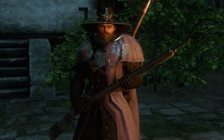New World character holding a musket
