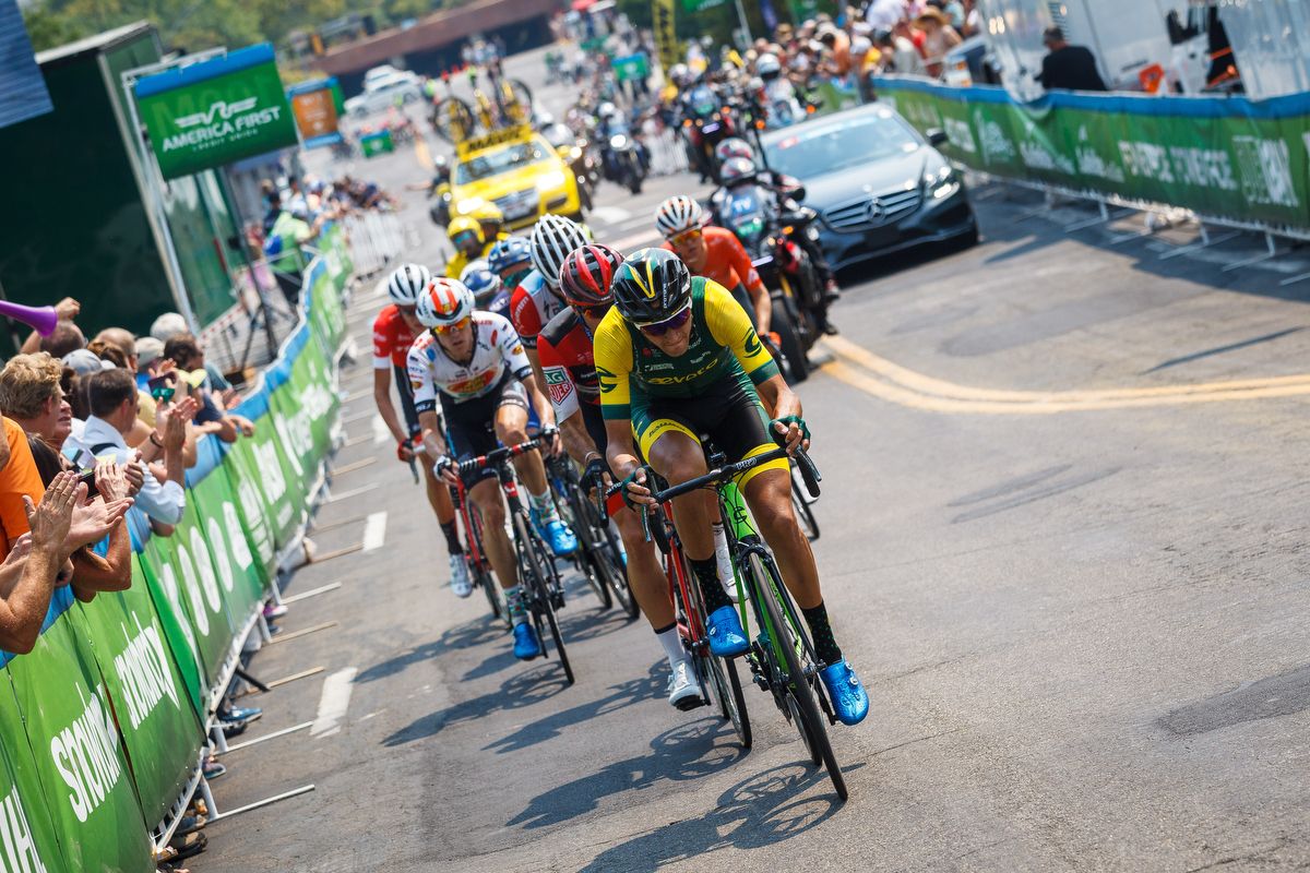 Michael Hernandez (Aevolo) leads the breakaway during stage 4 at the Tour of Utah