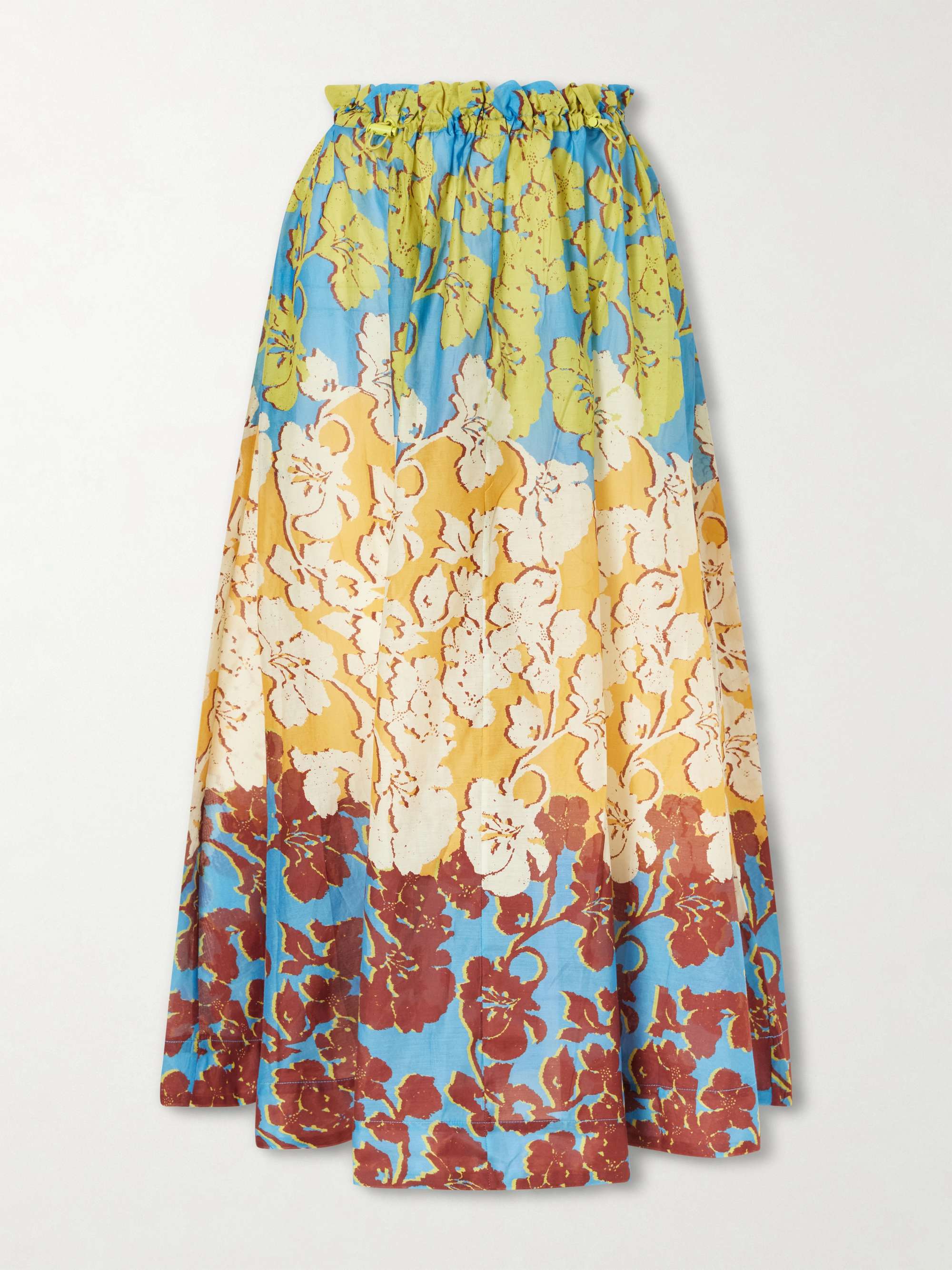 Splice Floral-Print Cotton and Silk-Blend Midi Skirt