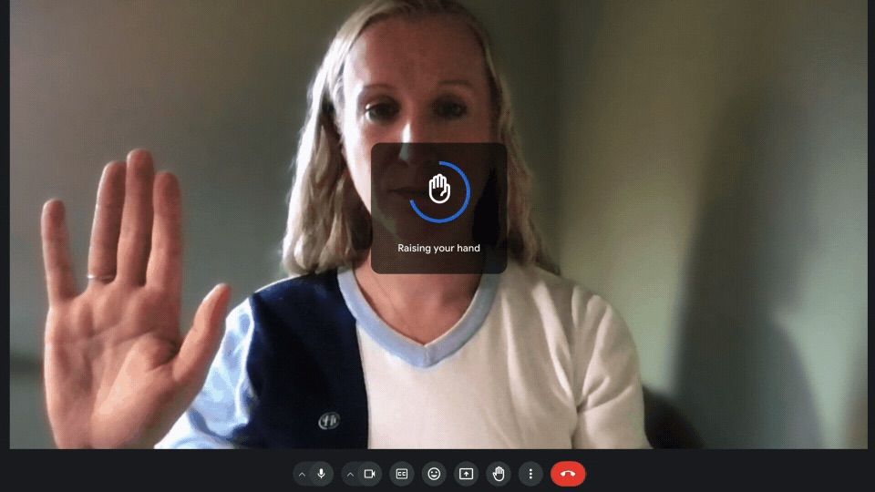 Hand raising gesture in Google Meet