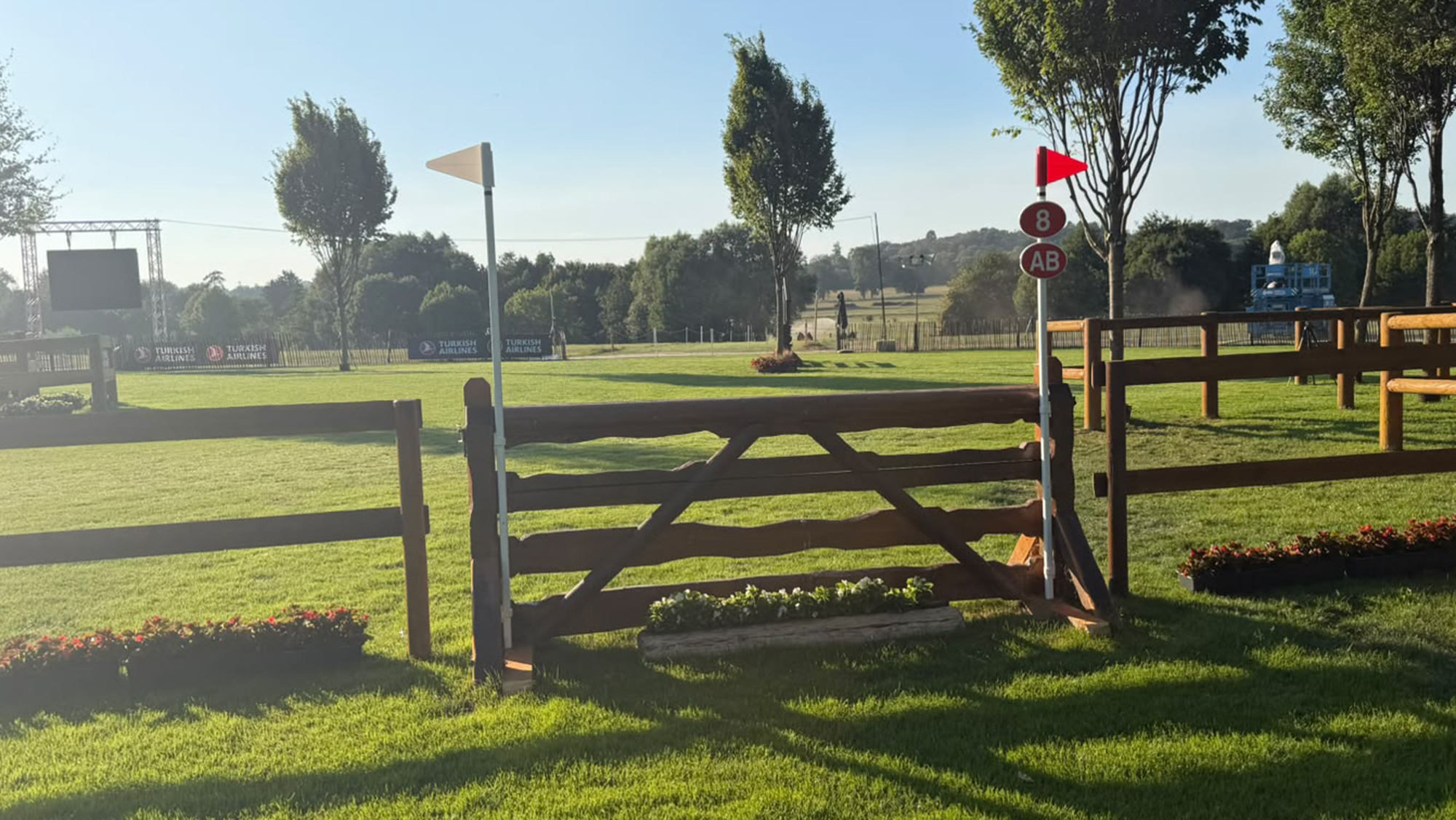 An upright gate fence on the eventing World Championships cross-country course