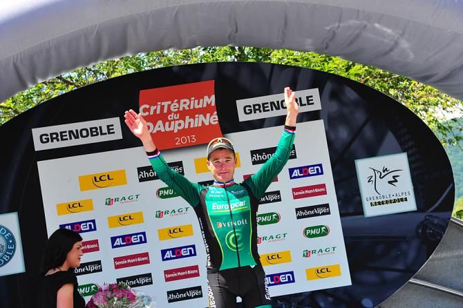 Thomas Voeckler (Europcar) on the podium in Grenoble