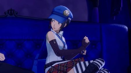 Marie seen looking flustered in a Persona 4 Revival screenshot.