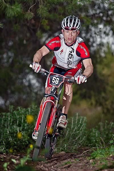 Nate Whitman (Cynergy/Specialized) on a downhill section going on to finish 30th on the day.