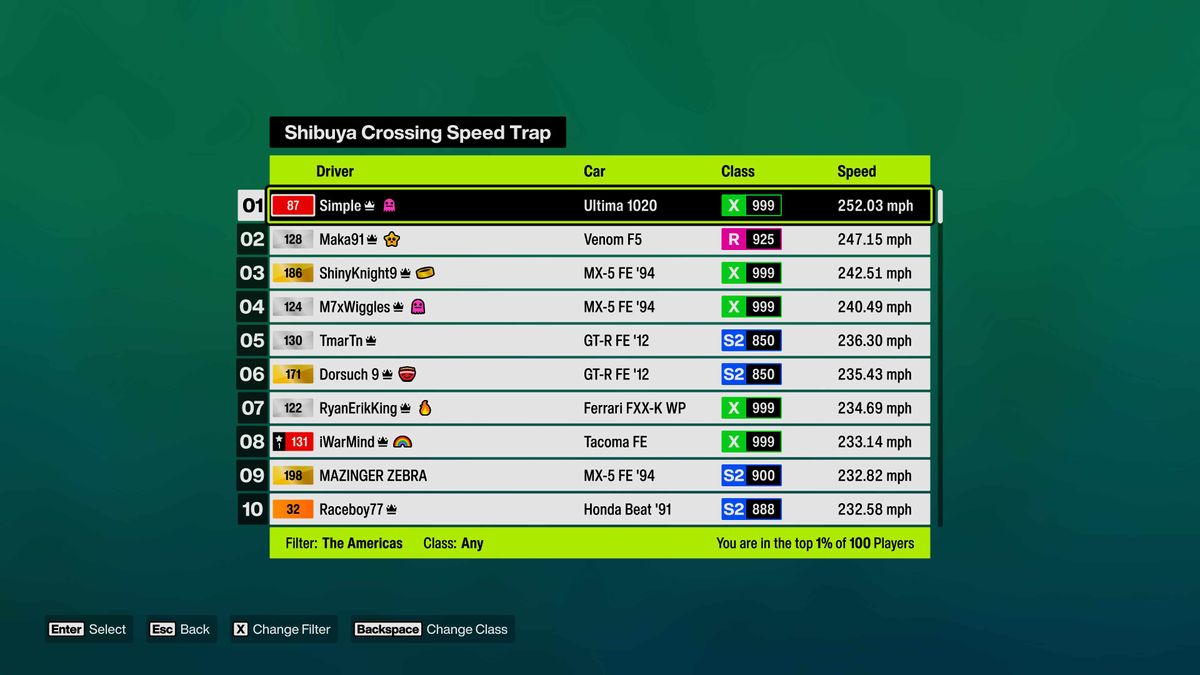Forza Horizon 6 screenshot of leaderboards