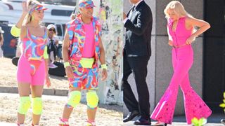 Margot Robbie and Ryan Gosling filming the new Barbie movie and showing what is Barbiecore