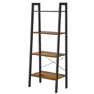 a wood and metal storage tower shaped like a ladder