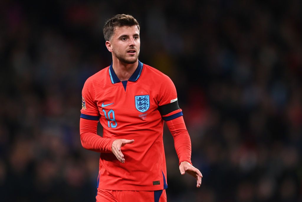 Liverpool target Mason Mount of England reacts during the UEFA Nations League League A Group 3 match between England and Germany at Wembley Stadium on September 26, 2022 in London, England.